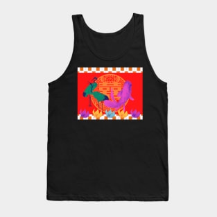 Goldfish & Cranes- Hong Kong Pop Art Bright Red and Orange Tank Top